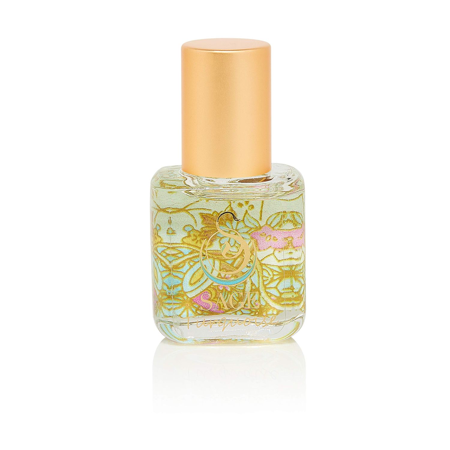 Turquoise Organic Perfume Oil Extract Roll-On by Sage- 1/4 oz, Vegan &amp; Cruelty-Free, Marine Scent, Waterflower Musk, Blue Chamomile, Grapefruit