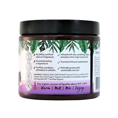 Organic Fiji Whole Body Scrub - Infused with Coconut Oil, Exfoliating Sugar Scrub for Smooth and Soft Skin, Exfoliates &amp; Restores Skin's Natural Biosphere, Lavender 20 oz