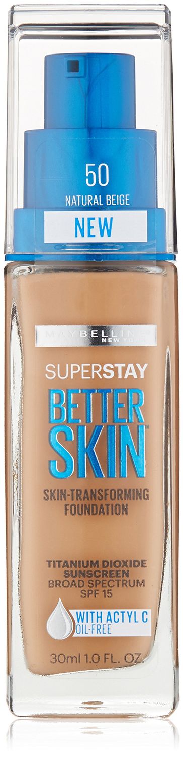 Maybelline New York Super Stay Better Skin Foundation, Natural Beige, 1 fl. oz.