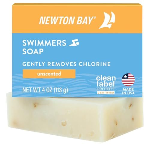 Newton Bay Swimmers Soap | All Natural Body and Face Wash Soap Bar | Gently Washes Away Chlorine After Swimming | Revitalizes Sensitive Skin | Single 4 Ounce Soap Bar