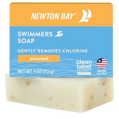 Newton Bay Swimmers Soap | All Natural Body and Face Wash Soap Bar | Gently Washes Away Chlorine After Swimming | Revitalizes Sensitive Skin | Single 4 Ounce Soap Bar