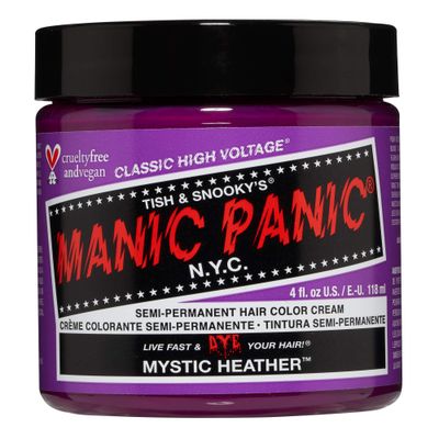 MANIC PANIC Mystic Heather Hair Dye - Classic High Voltage - Semi Permanent Hair Color - Mauve Shade With Pink Undertones - Glows in Blacklight - Vegan, PPD &amp; Ammonia Free - For Coloring Hair