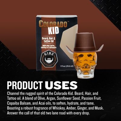 GIBS Grooming Colorado Kid Hair, Beard &amp; Tattoo Oil, 1 Fl Oz