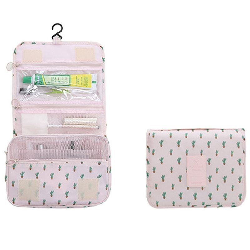 Mossio Hanging Toiletry Bag - Large Cosmetic Makeup Travel Organizer for Men &amp; Women with Sturdy Hook (Cactus)
