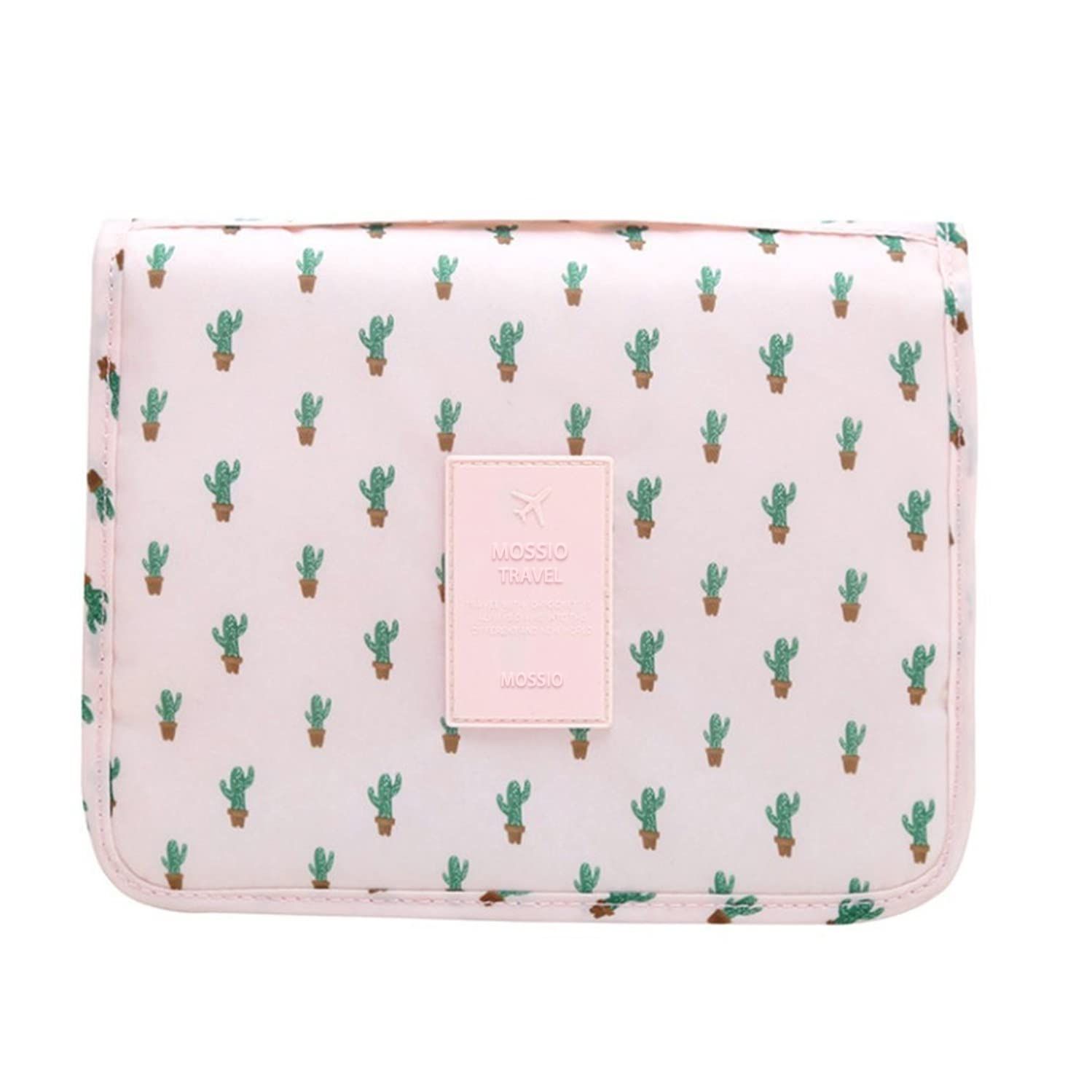 Mossio Hanging Toiletry Bag - Large Cosmetic Makeup Travel Organizer for Men &amp; Women with Sturdy Hook (Cactus)