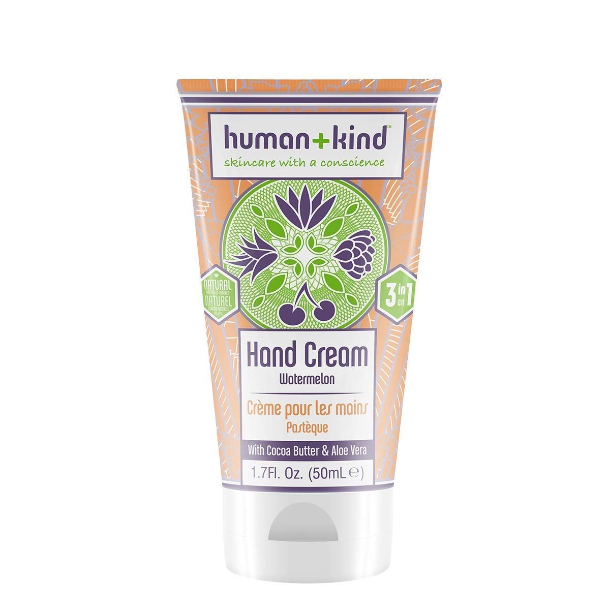 Human+Kind Moisturizing Hand Cream Watermelon - Hydrating Cream with Avocado Oil and Shea Butter - Intense, Fast Absorbing Moisturizer for Smooth Skin - For Dry, Cracked Skin - 1.7 oz
