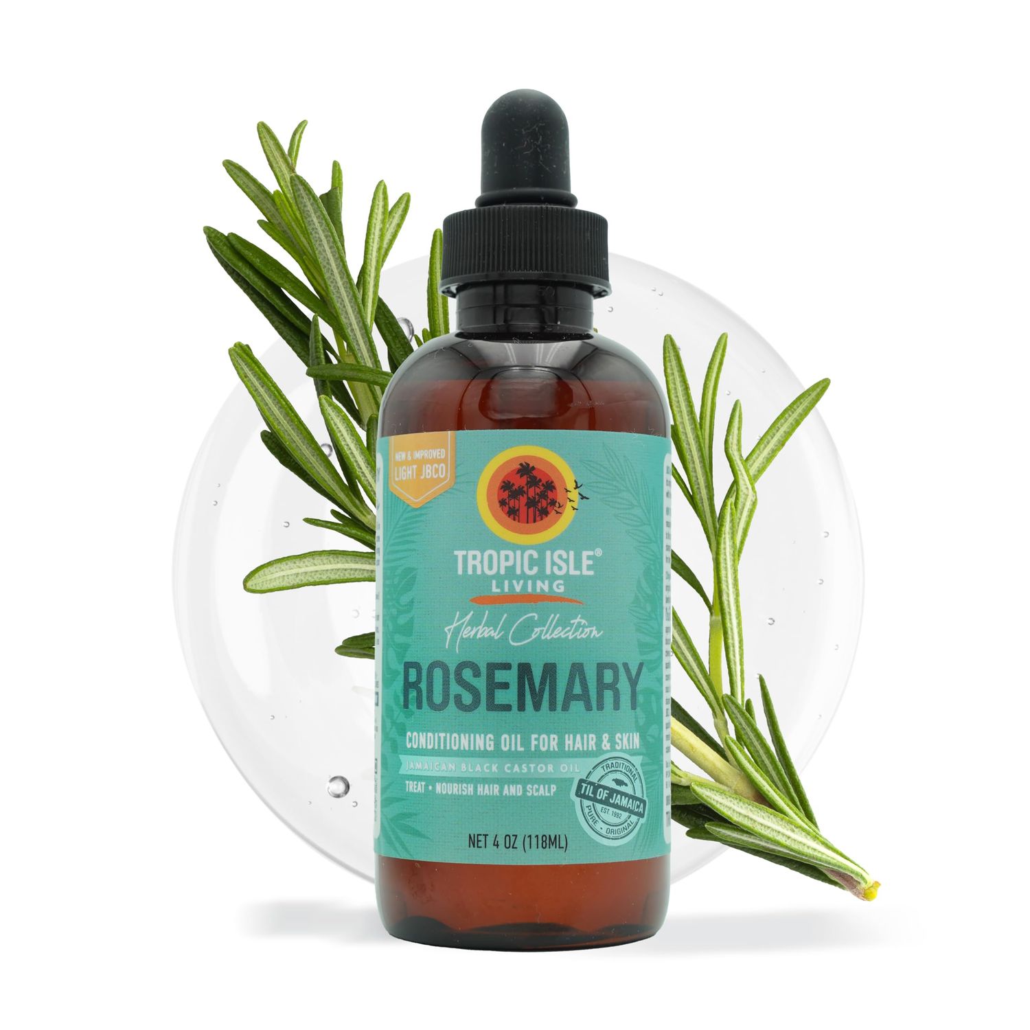 Herbal Collection Jamaican Black Castor Oil (Rosemary) 4oz | Revitalizing &amp; Nourishing Oil for Hair, Skin &amp; Scalp | Promotes Hair Growth, Stimulates Scalp &amp; Adds Shine | Paraben-Free &amp; Cruelty-Free