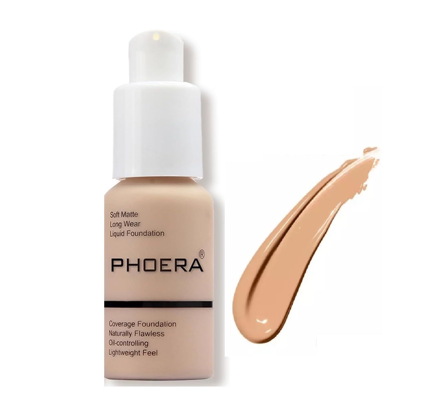 Phoera Full Coverage Foundation Soft Matte Oil Control Concealer 30ml Flawless Cream Smooth Long Lasting (104 BUFF BEIGE)