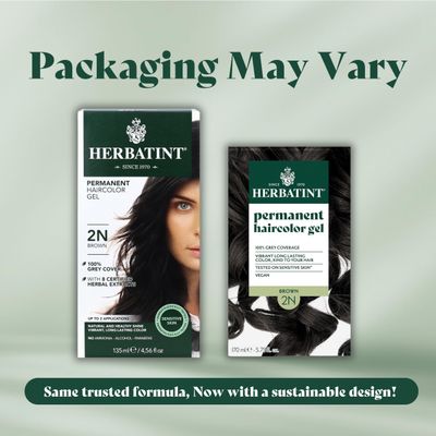 Herbatint Permanent Haircolor Gel, 2N Brown, Alcohol Free, Vegan, 100% Grey Coverage - 4.56 oz