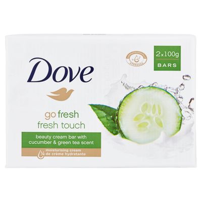 Dove:&quot;Go Fresh&quot; Fresh Touch Beauty Cream Bar with Cucumber &amp; Green Tea Scent [ Italian Import ], 3.52 Ounce (Pack of 2)