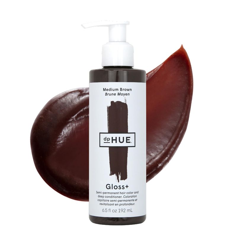 dpHUE Gloss+, Medium Brown - 6.5 oz (8-12 Applications) - Semi-Permanent Hair Color &amp; Conditioner - Lasts Up to Eight Washes - Paraben, SLS &amp; SLES Sulfate Free - Vegan, Leaping Bunny Certified