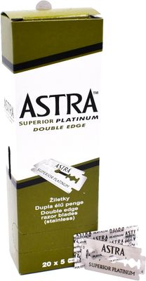 Astra Platinum Double Edge Safety Razor Blades,100 Blades (20 x 5)