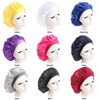 beauty YFJH Soft Satin Silk Salon Bonnet Night Sleeping Wide Band Hat Hair Loss Cap for Women Purple