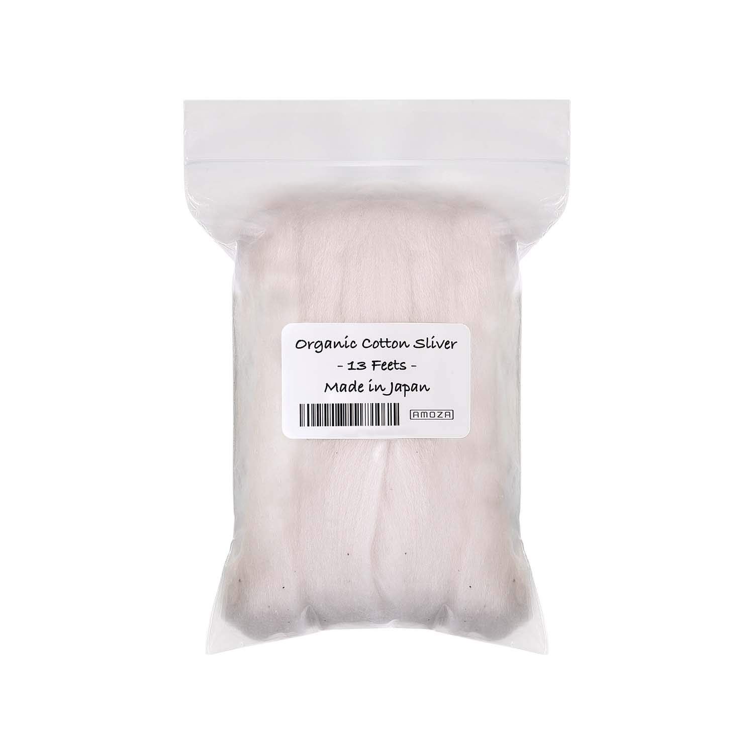 Japanese Organic Cotton Sliver 13 Feets 100% Organic Unbleached [Made in Japan] (1 Pack)