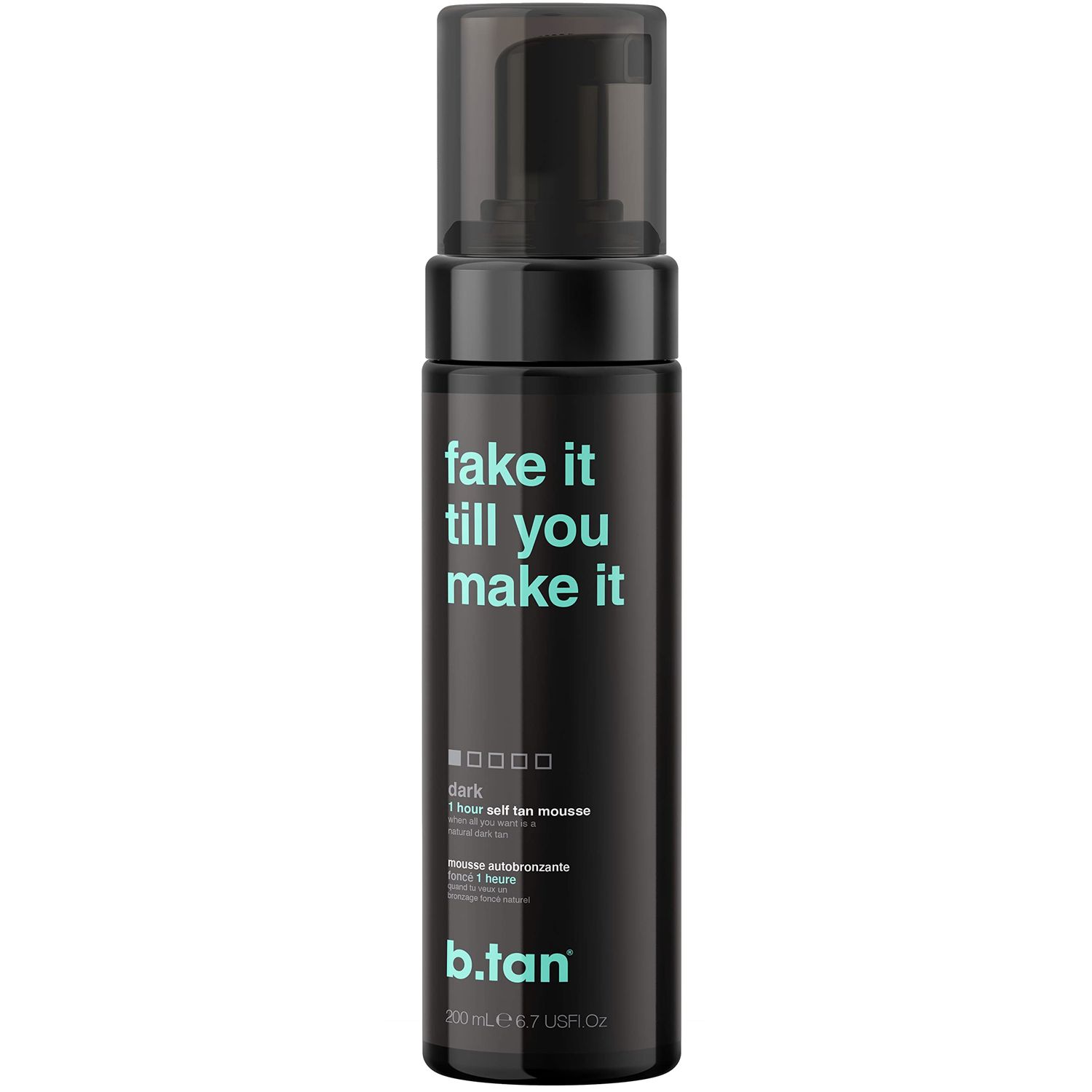 b.tan Dark Self Tanner Mousse | Fake It Till You Make It - Best 1 Hour Express Sunless Tanning Foam, Gold Bronzing Glow, Face &amp; Body, No Fake Tan Smell, 6.7 Fl Oz