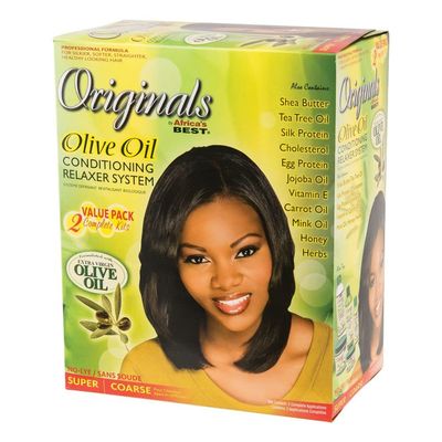 Originals By Africa&#39;s Best Olive Oil Conditioning Relaxer System 2-Pack, Helps Repair, Rebuild and Restore Your Hair&#39;s Elasticity and Softens &amp; Shines, Designed for Coarse Hair Textures