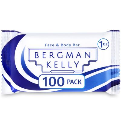 Bergman Kelly - Hotel Soap Bars - White Tea, 1 oz, 100 PK - Travel Size Luxury Bulk Amenities Bar Soap - Mini Individually Wrapped Rectangular Soap, Small Toiletries for Airbnb, Motel, Guest Bath