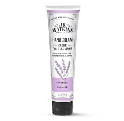 J.R. Watkins Natural Moisturizing Hand Cream, Hydrating Hand Moisturizer with Shea Butter, Cocoa Butter, and Avocado Oil, USA Made and Cruelty Free, 3.3oz, Lavender, Single