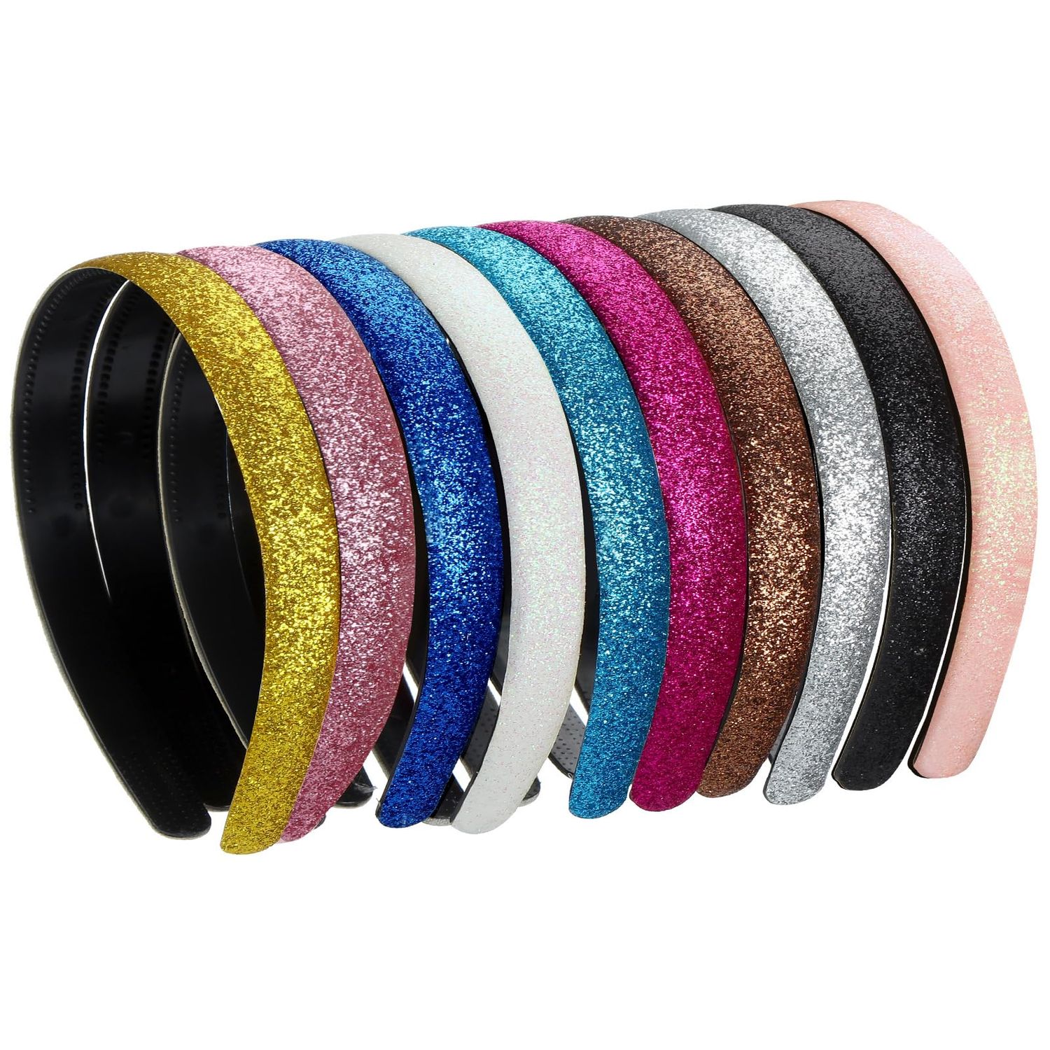 Blulu 10 PC Headband for Girls Thin Glitter Toddle Headb Kids Sparkle Headband with Teeth Glitter Headbands for Girls Christmas DIY Headband Non Slip Glitter Headband for Toddler Girls Kids