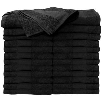 ForPro Professional Collection Premium Bleach Tough Salon Towels, Black, 100% Cotton, Bleach-Proof Towels, Stain Resistant, 16&quot; W x 27&quot; L, 24-Count