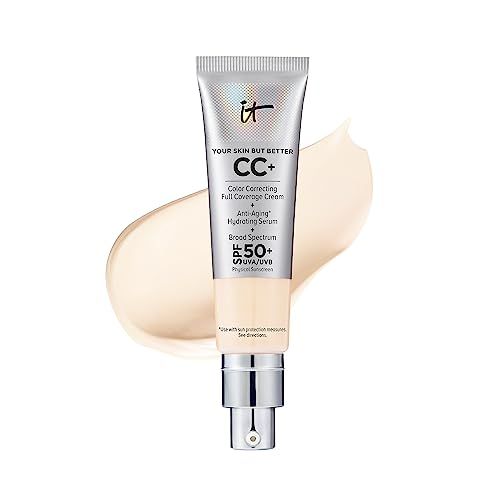 IT Cosmetics Your Skin But Better CC+ Cream, Fair - Color Correcting Cream, Full-Coverage Foundation, Hydrating Serum &amp; SPF 50+ Sunscreen - Natural Finish - 1.08 fl oz