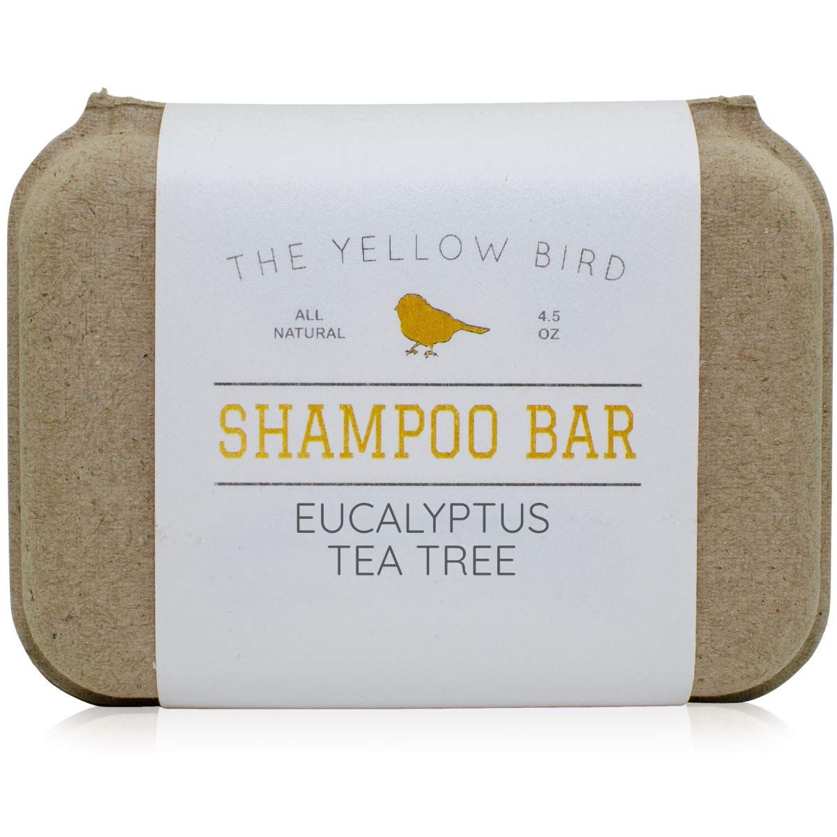 The Yellow Bird Eucalyptus Tea Tree Shampoo Bar. All Natural &amp; Organic Ingredients. Sulfate Free, Detergent Free, Color Safe, and Silicone Free. Vegan, Plastic Free, Zero Waste Shampoo Soap