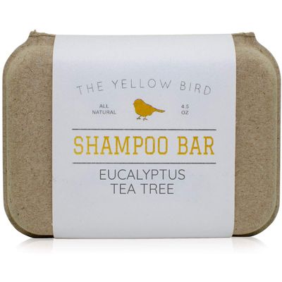 The Yellow Bird Eucalyptus Tea Tree Shampoo Bar. All Natural &amp; Organic Ingredients. Sulfate Free, Detergent Free, Color Safe, and Silicone Free. Vegan, Plastic Free, Zero Waste Shampoo Soap