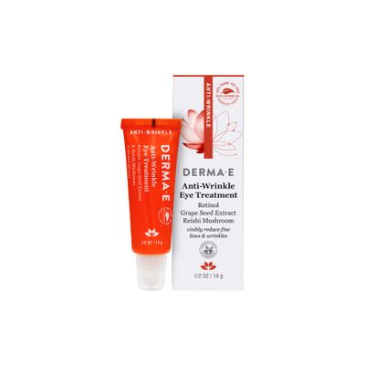 Derma E Anti-Wrinkle Eye Treatment - Anti-Aging Cream with Retinol, Grape Seed Extract and Reishi Mushroom - Hydrating Serum for Under Eye and Eyelids, 1/2 oz