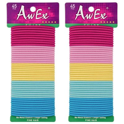 AwEx Colorful Ponytail Holders for THIN Hair,0.12 inch (3 mm) in Thickness,5.5 inches(140 mm) Regular Loop Hair Bands,No Metal Hair Elastics,Hair Ties for FINE Hair