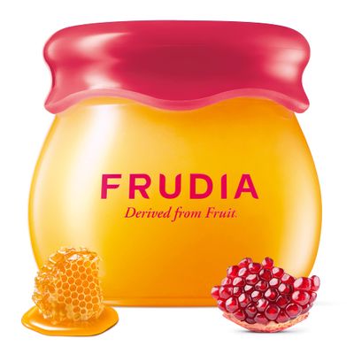 WELCOS FRUDIA Honey Lip Balm - Pomegranate | Lip Plumping, Moisturizing &amp; Hydrating Translucent Red Tinted Lip Balm | 3-in-1 Lip Plumper Balm for Dry &amp; Pale Lips with Pomegranate Extracts (0.33 fl oz)