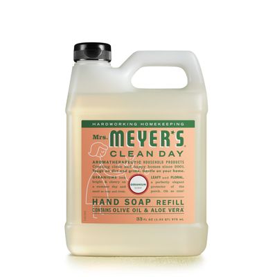 MRS. MEYER&#39;S CLEAN DAY Hand Soap Refill, Made with Essential Oils, Biodegradable Formula, Geranium, 33 fl. oz