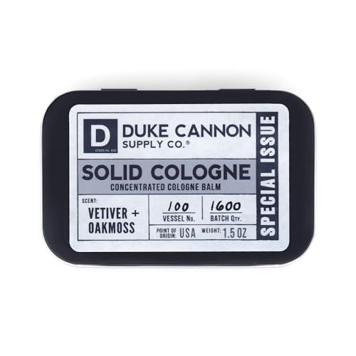Duke Cannon Supply Co. Solid Cologne for Men Special Issue Vetiver and Oakmoss (Fresh Air, Sandalwood) - Concentrated Balm, Travel-Friendly Tin, 1.5 oz