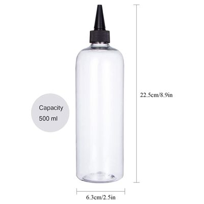 sdoot Applicator Bottle for Hair, 16.9 ounce Hair Color Applicator Bottle 2 Pack Squeeze Bottle Transparent Oil Bottles for Hair, PET Plastic Refillable Bottles with Twist Top Cap