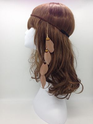 Fodattm Women Lady Bohemian Tassels Hairband Headwear Hippie Feather Headband Hair Hoop Handmade Indian Fascinator Headband Hair Bands Headdress Hair Accessories (Coffee)
