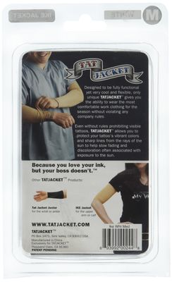 Tatjacket Tattoo Cover Up Concealer Sleeve, 2-PACK, Arm or Calf coverage, UPF 50 Protection, Slip Free, for Men &amp; Women (Unisex), MEDIUM, WHITE