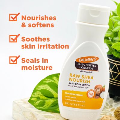 Palmer's Shea Formula Raw Shea Body Lotion for Dry Skin, Hand &amp; Body Moisturizer, Flip Cap Bottle, 8.5 Ounces (Pack of 1)