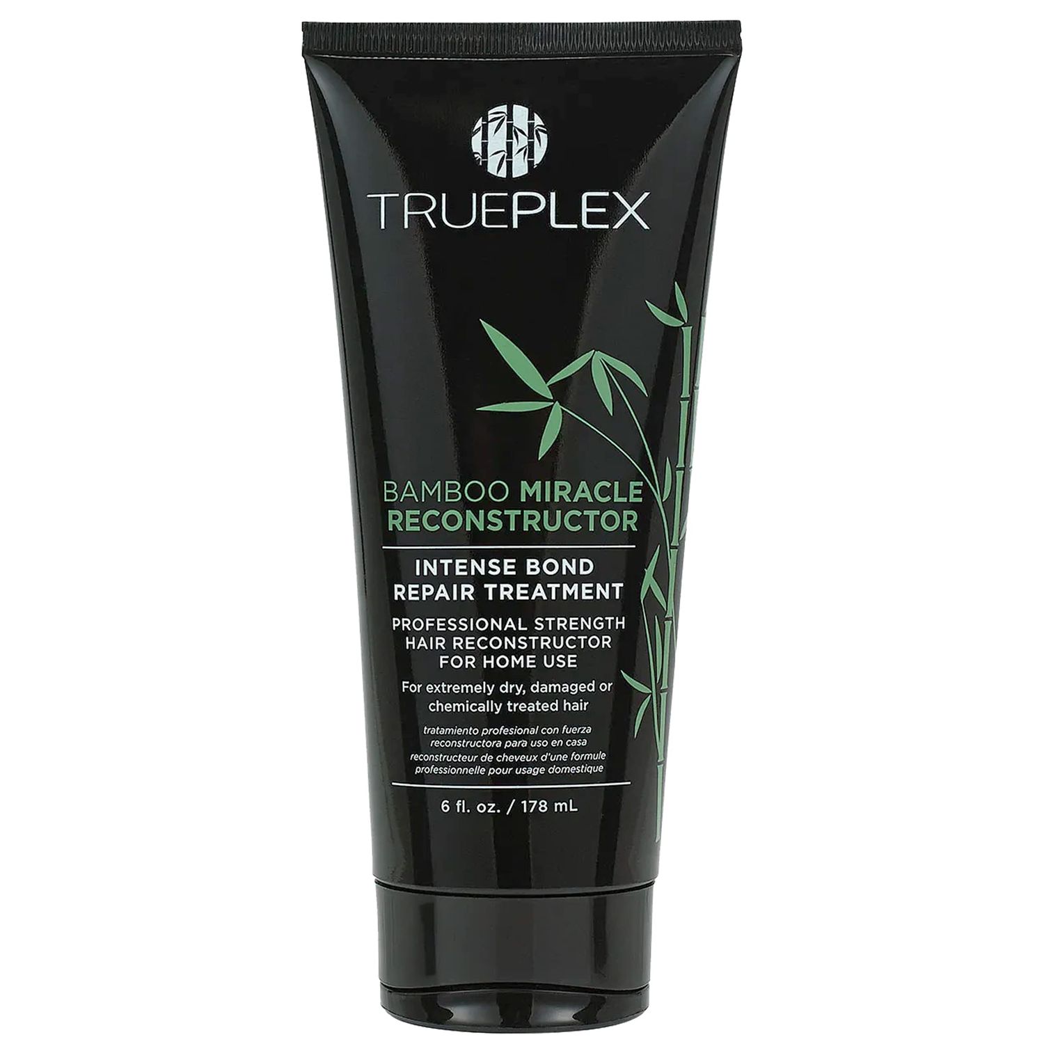 Trueplex KERATHERAPY Bamboo Miracle Reconstructor Bond Repair Treatment, 6 oz., 178 ml - Vegan Thermal Protection &amp; Hair Strengthener for Damaged Hair with Argan Oil, Cysteine, &amp; Bamboo Extract