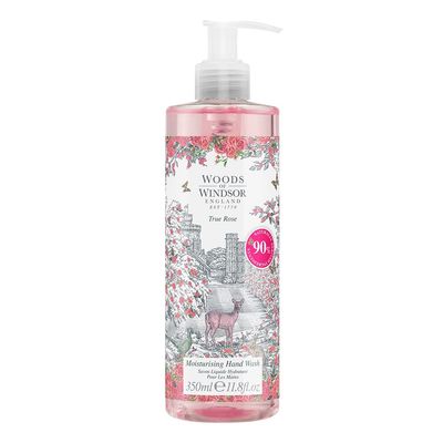 Woods of Windsor Rose Hand Wash, Moisturizing Soap with Notes of Rose Otto and Damask Rose, Liquid Hand Soap with Pump to Help Soften and Moisturize Skin, True Rose Scent 350ml