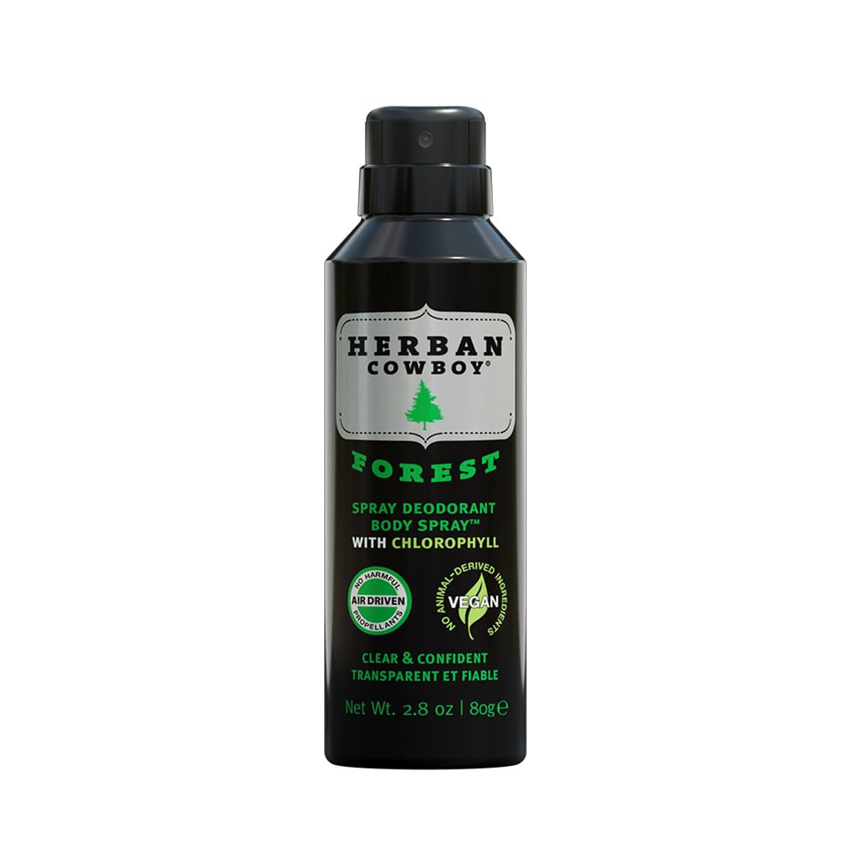 Herban Cowboy Dry Spray Deodorant Forest - 2.8 oz Mens Dry Spray Deodorant Enhanced with Parsley, Rosemary &amp; Sage No Parabens, No Phthalates &amp; Certified Vegan (1 Pack, Forest)