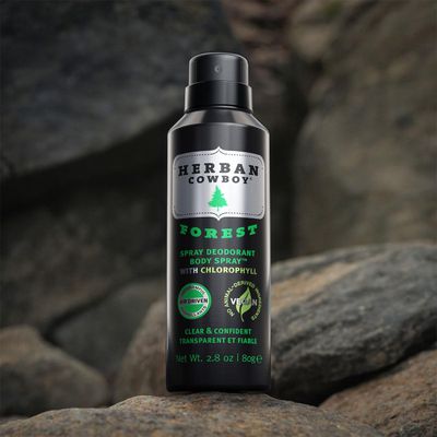 Herban Cowboy Dry Spray Deodorant Forest - 2.8 oz Mens Dry Spray Deodorant Enhanced with Parsley, Rosemary & Sage No Parabens, No Phthalates & Certified Vegan (1 Pack, Forest)