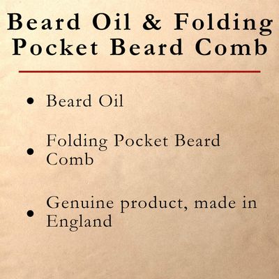 Captain Fawcett's Beard Oil (CF.332) &amp; Folding Pocket Beard Comb (CF.82T) Gift Set - Made in England