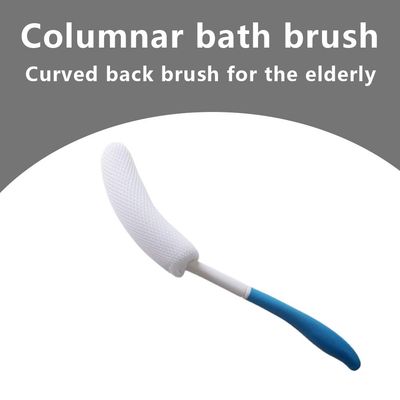 MagiDeal Vinyl Quote Me Long Anti-Slip Curve Handled Bath Body Brush, Easy Reach for Seniors, Suitable for Elderly/Pregnant Aid Bathing &amp; Shower, Blue, 15.35"