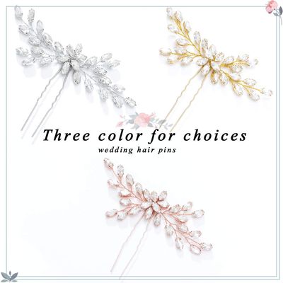 Unicra Bride Wedding Crystal Hair Pins Bridal Hair Pieces Wedding Hair Accessories for Women and Girls Pack of 1 (Rose Gold)