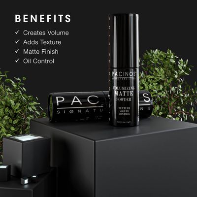 Pacinos Volumizing Matte Hair Powder - Adds Texture, Volume, Controls &amp; Absorbs Excess Oil for Natural Finish, All Hair Types, 4.5 g.
