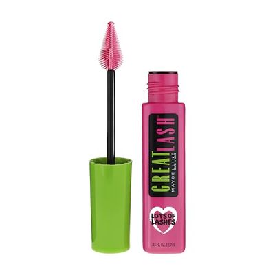 Maybelline Great Lash Lots Of Lashes Washable Mascara, Volumizing, Thickening and Curling Mascara, Brownish Black, 1 Count