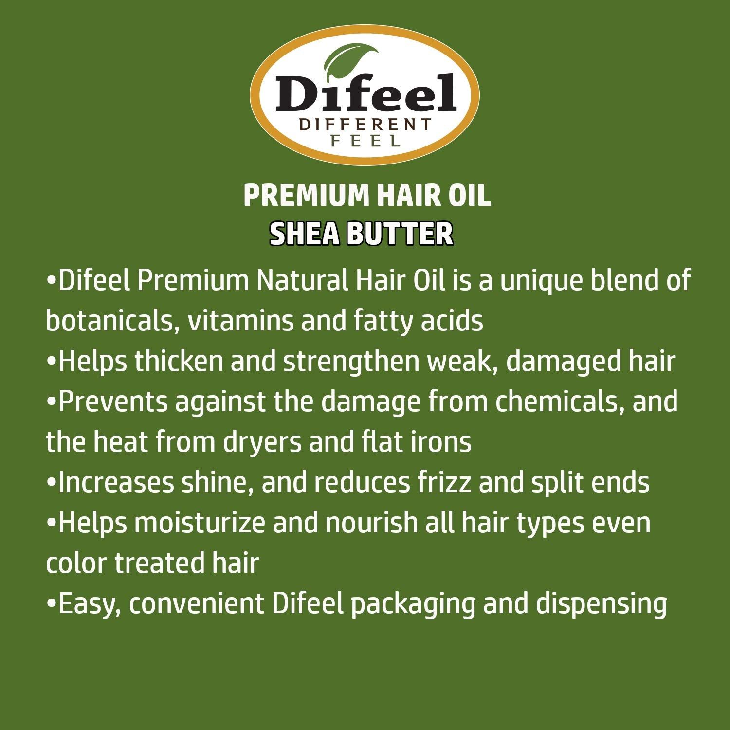 Difeel Premium Natural Hair Oil - Shea Butter 2.5 ounce (3-Pack)