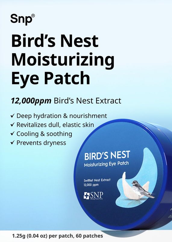 SNP - Bird's Nest Aqua Moisturizing Eye Patch - Maximum Hydration &amp; Protection for All Dry Skin Types - Contains EGF - 60 Patches - Best Gift Idea for Mom, Girlfriend, Wife, Her, Women