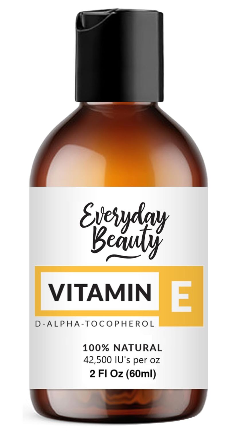Pure Vitamin E Oil - D-Alpha Tocopherol 100% Pure &amp; All Natural 2oz 42,500 IU per oz - Thick, Amber Color, Nutty Aroma - From Wheat Germ -Face Body Hair -DIY Cosmetics &amp; After Surgery Scars