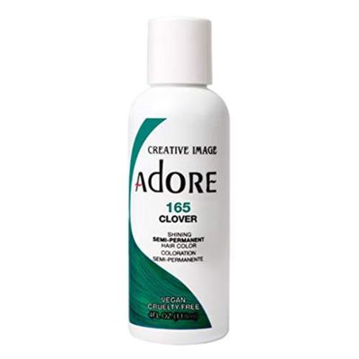 Adore Semi Permanent Hair Color - Vegan and Cruelty-Free Green Hair Dye - 4 Fl Oz - 165 Clover (Pack of 1)