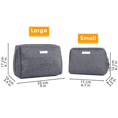 Narwey Makeup Bag Travel Cosmetic Bag Organizer Toiletry Bag Make Up Bags with Compartments for Women Girls (Large, Grey)